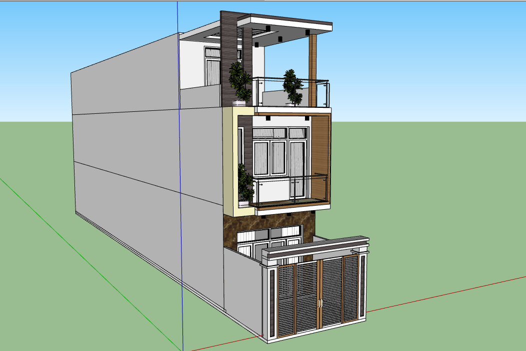 nhà phố 3 tầng,SU nhà 3 tầng,nhà 3 tầng sketchup,Model su nhà 3 tầng